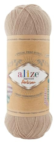 100g Sockenwolle Alize Superwash Artisan 75% Wolle Strickwolle Häkelgarn Farbwahl, Farbe:431 biskuit