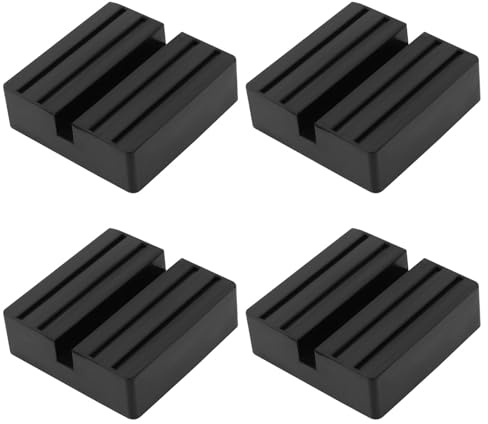 VGOL 4 Piezas Bloques de Goma Gato Coche Cuadrado Ranurado 7,5 X 7,5 X 2,5 Cm Protector Riel Marco Goma Ranurado Protector Soldaduras Pellizco Cuadrado Almohadilla Gato Elevación