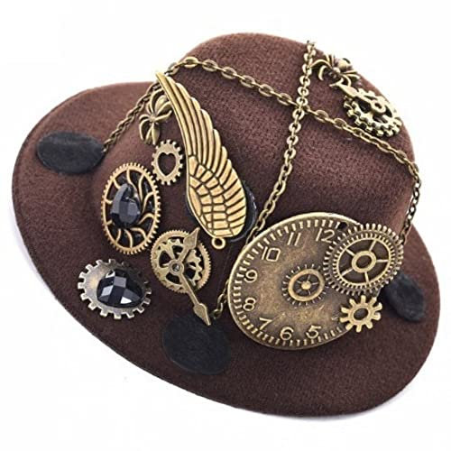Zghhc Retro Mini Steampunk Zylinder Zahnrad Derby Hut Bowler Hut Gothic Vintage Kostüm Headwea Steampunk Zylinder Lolita Fascinator Party Für Frauen Weiblich
