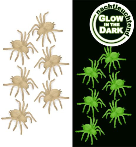 🕷️ Glow-in-the-Dark Halloween-Deko-Set: 6 Leuchtende Spinnen klein