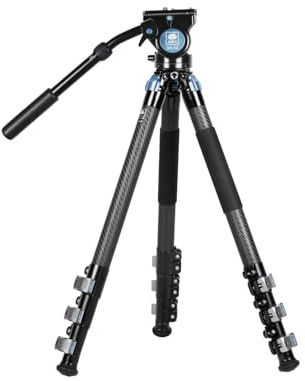 SIRUI L-324F Kohlefaser Stativ für Kamera, mit VH-10 Fluid Videokopf, Kompakt, Flip-Lock Design, Max. Belastung 18 kg, 8-lagige Kohlefaser, 3 Beinwinkeloptionen, für Makrofotografie