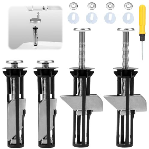 4 Piece Toilet Seat Fixing Screw Universal Toilet Seat Fixing Toilet Seat Toilet Seat Fixed Screw Easy to Assemble Toilet Lid Replacement Accessories Toilet Seat Mounting Set from Top