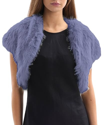 Amazhiyu - Gilet da donna in pelliccia sintetica, smanicato in pelliccia sintetica, bolero a maniche corte, coprispalle con maniche a kimono, cardigan aperto sul davanti per abito da sera, Viola, M