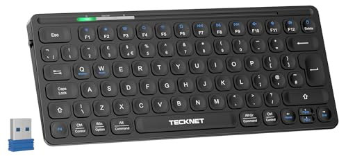 TECKNET Wireless Keyboard,2.4GHz USB Keyboard Wireless,UK Layout Ultra Slim and Compact Mini Keyboards for Laptop Desktop Computer Smart TV,MacOS and Windows 11/10/8/7 with 10 months Battery Life