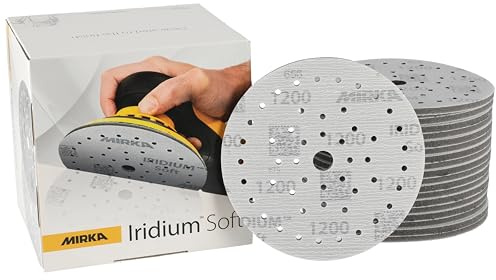 Mirka Schleifscheiben Iridium Soft Ø 150 mm P1200 Klett Multifit 20 Stück | Schaumbasiertes Schleifmittel für präzises Finish Klarlackschliff Hand- und Maschinenschliff Karosseriereparatur