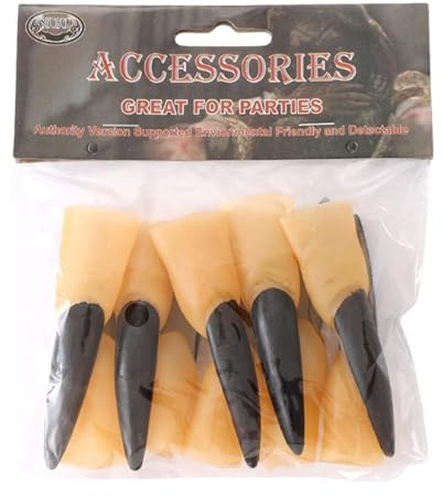 Wzmzjy 10 Stück Hexennägel, Hexenfinger, Halloween Kostümzubehör, Lange Fingerkrallen, Nagelkrallen für Maskenball, Bar, Make Up Requisiten, 2 cm X 9 cm