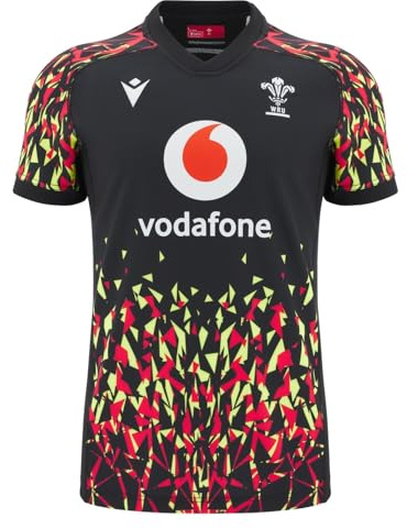 Macron Mens Wales Rugby Training Shirt 2025 Adults Short