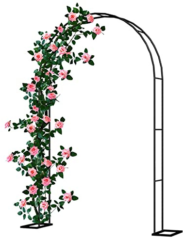 Gartenbogen für Kletterpflanzen, 220/230 cm hoch, schwarzes Rankgitter für Rosen, dekorative Lauben, Pergola, Gartentor, Metallstruktur
