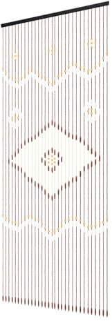Fyssnn Türvorhang, Perlenvorhang Bambus, 31 Reihen Hängender Vorhang für Türen, Boho Insektenschutz Raumteiler, Fadenvorhang für Wohnzimmer Schlafzimmer Küche (90x208cm)