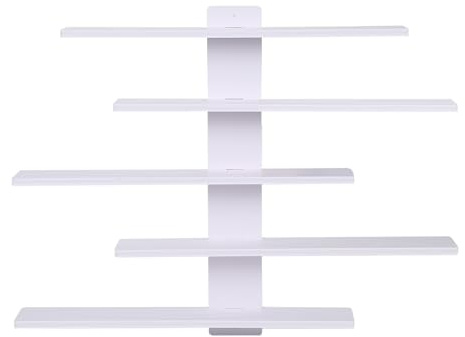 URCheers Schwebendes Wandregal, Regal aus PVC, 5 Stöckiges Schweberegal Hängeregal, Dekorative Regalbrett für Sammlerstücke, Figuren, Schnapsgläser, Mini-Dekorationen, Spielzeug (Weiß)