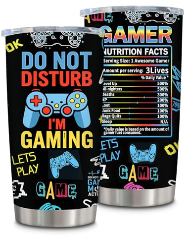 Nodrex Gamer Gifts for Men Boys Gaming Travel Mug with Straw Lid, Gaming Gifts for Boys Stainless Steel Coffee Cup Insulated Tumbler for Gamers Birthday Daily Use (B)