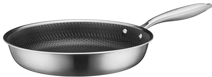 MÄSER Hestia, Bratpfanne 24 cm, Edelstahl keramikbeschichtet mit Wabenstruktur, Silber/Schwarz