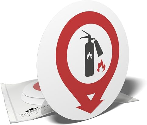Autocollants de signalisation - Extincteur d'incendie - 3 stickers ronds - 10 cm - Usage Intérieur/Extérieur
