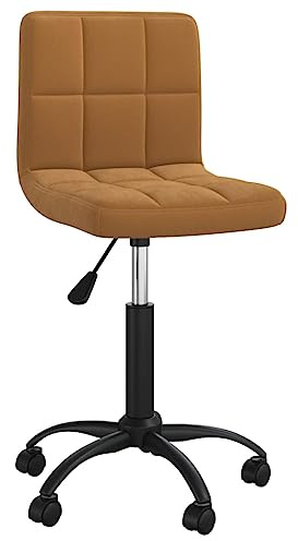 toolkix Esszimmerstuhl drehbar mit Samtbezug Braun, gepolstert und höhenverstellbar, mit 360 Grad Rollen, ergonomisch für Küche, Wohnzimmer und Büro, komfortabler Schwingstuhl mit Armlehne