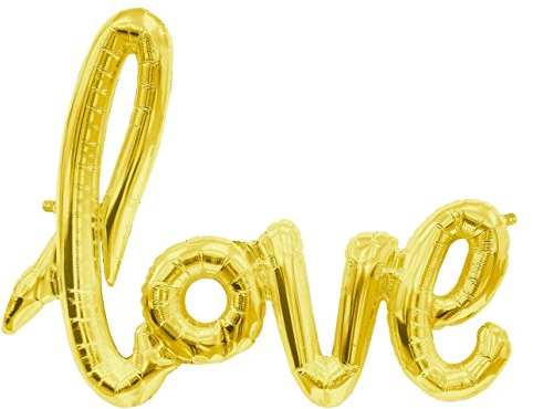 ballonfritz® love-Schriftzug Luftballon in Gold - XXL Folienballon als Hochzeit Deko, Geschenk oder Liebes-Überraschung zum Valentinstag