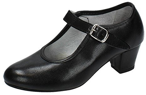 MADE IN SPAIN 15 Zapato de Sevillanas Negro para Baile de Pasos de Baile, Hecho en España NIÑA Zapatos TACÓN Negro 27