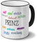 printplanet Tasse mit Namen Prinz - Motiv Positive Eigenschaften - Namenstasse, Kaffeebecher, Mug, Becher, Kaffeetasse - Farbe Schwarz