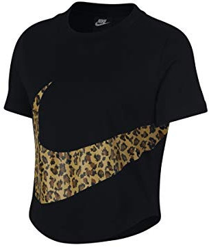 Nike W Nsw Top Ss Crop Anml T-Shirt - Black, Small