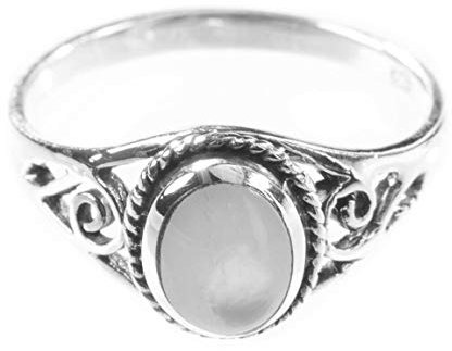 WINDALF Zarter Ring LUCY h: 0.9 cm Perlmutt mit Lebens Spiralen Hochwertiges Silber (Silber, 64 (20.4))