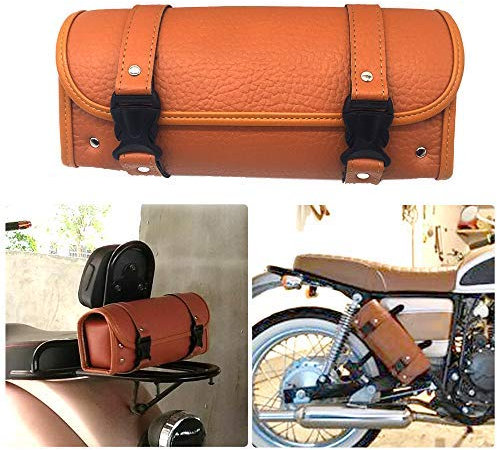 KYN Borsa porta attrezzi da moto, impermeabile, in pelle PU, borsa per attrezzi anteriore e posteriore, 2 cinghie (B)