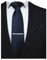 JEMYGINS Cravate Bleu marine Homme en Soie et Pinces à cravate Carre de poche Set(1)