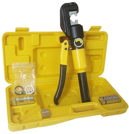 findmall 10 Tonnen Hydraulische Kabelschuhe Crimpzange 12 AWG auf 2/0 AWG Industrial Hydraulische Crimpzange Elektrische Terminal Kabeldraht Werkzeug mit 9 Schneideisen (4, 6, 8, 10, 16, 25, 50, 70)