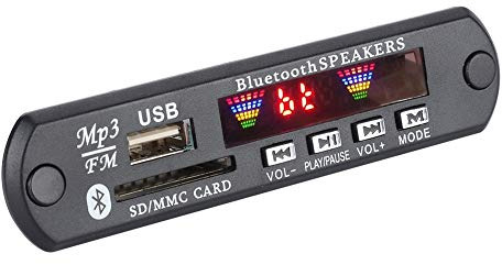 Wendry Pantalla de 4 Colores Bluetooth 5.0 Decodificador, DC 5V/12V FM Wirelss Módulo de Audio para automóvil Soporte USB TF FM Llamada Manos Libres con Ranura para Tarjeta SD/Puerto USB/FM