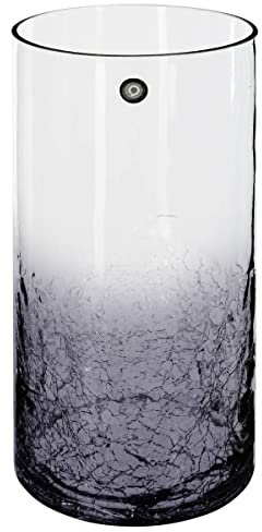 Atmosphera - Vase Cylindre - Verre craquelé - H30 cm - Gris
