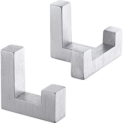 Gedotec Wand-Haken eckig Kleiderhaken Tür 1 Set - Metallhaken Vintage - TETRIS | Einzelhaken + Doppelhaken Chrom matt | Garderoben-Haken Metall unsichtbar verschraubt | Aufhänger für Wand-Montage