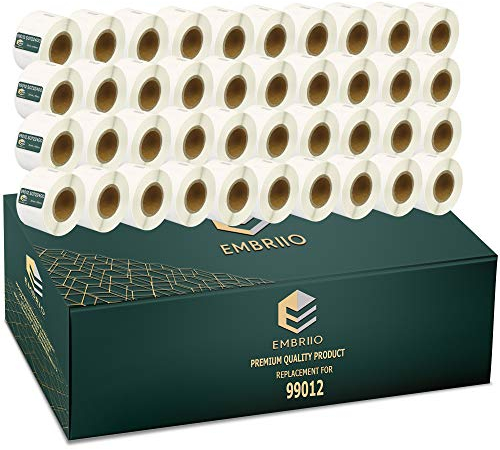 EMBRIIO 99012 S0722400 | 40er Set Adress-Etiketten Rollen Ersatz für Dymo LabelWriter 4XL 450 400 330 320 310 Duo/Turbo/Twin Turbo Seiko SLP 450 430 420 410 400 200 100, 36mm x 89mm