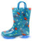 EUXTERPA Stivali di gomma per bambine e bambini, si illuminano, con glitter, con manico, per bambini, Blu spazio, 28 EU