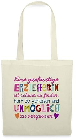 Spreadshirt Eine Großartige Erzieherin Danke Stoffbeutel, One size, Natur