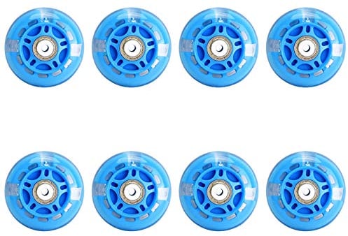 8 STK. Inline Skate Leuchtrollen mit ABEC-7 Kugellagern 64mm 70mm 72mm Kinder Skates Ersatzrolle 82A Härte LED Blitzrad,72mm