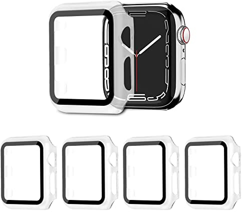 AOTUAO 4 Piezas Funda Compatible con Apple Watch Series 1 2 3 38mm, Estuche Rígido Delgado PC Protector de Pantalla Cristal Templado para iWatch Series 1 2 3 38mm (4 Trasparente)