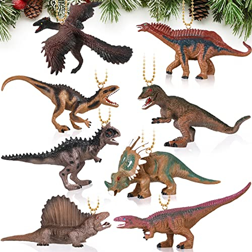 8-teiliges Dinosaurier-Weihnachtsschmuck-Set, verschiedene Dinosaurier-Ornamente, Kinderornamente für Weihnachtsbaum, hängende Dinosaurier, Weihnachtsbaumschmuck für Weihnachten