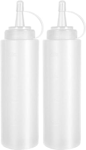 Abnaok Plastic Squeeze Condiment Bottles 4 Pcs, 8oz Food Grade BPA Free Squeezy Sauce Bottles with Cap Reusable Squeeze Containers for Condiments, Ketchup Syrup BBQ Sauce Mustard Salad Dressing