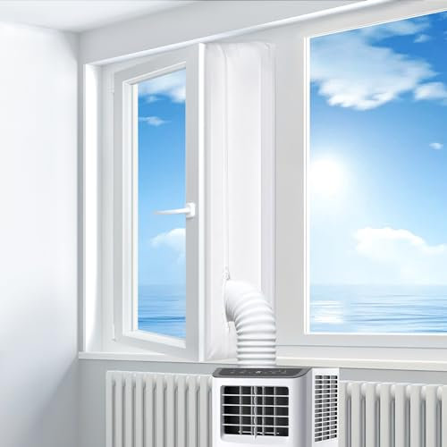 Gruntbear Universal Window Seal for Portable Air Conditioner, Portable AC Window Seal Kit, Hot Air Stop Air Exchange Guards with Zip and Adhesive Fastener Works with Tumble Dryer (400cm/157inch)