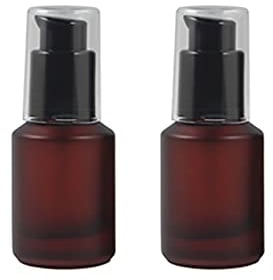 FSSTUD 2 Pcs 30ML Frosted Glass Pump Bottles Empty Cream Lotion Bottles Essence Dispenser Refillable Cosmetic Container