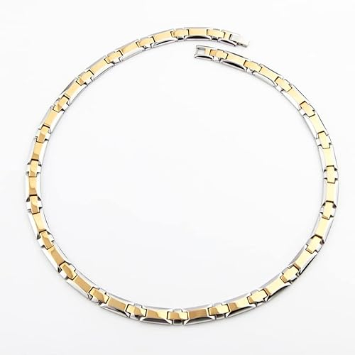 HAQI Titan-Magnetfeldtherapie-Halskette für Herren zur Schmerzlinderung, Damen-Silber-Gesundheits-Magnet-Halsketten, Magnet-Halskette für Damen, Herren-Geschen(Gold und Silber)