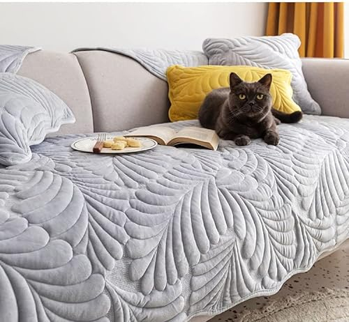 WYJHNLBEDC Sofa überwurfdecke, Sofaschutz Hund/Katze, Warmer Super Weicher Kurzer Plush Fleecedecke Sofa/Couch überzug/Sofabezug 1 2 3 Sitzer L Form U Form Ecksofa(110x210cm), Hellgrau