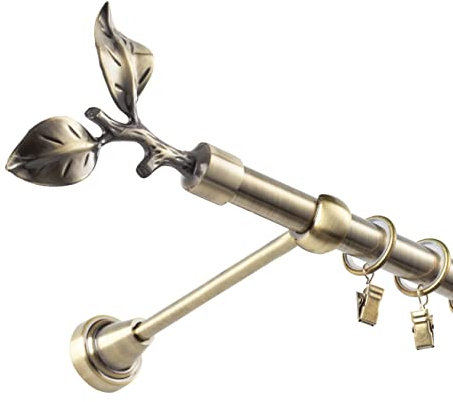 Fenster DEKOR - Gardinenstange Wandmontage 1-läufig 200 cm - Vorhangstange aus Stahl mit 20 Ösen und Clips - Gardinen Stange Gold - Gardinenstangen im Set mit Dübel - Elegante Vorhangstangen