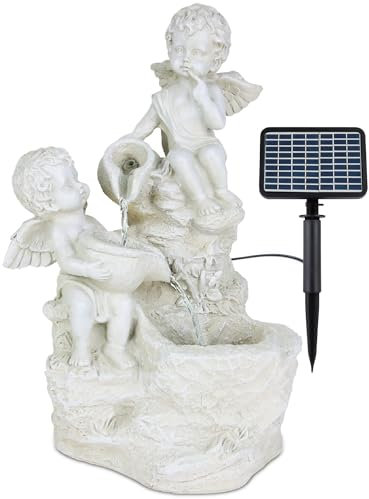 VATCH véritable Fontaine de Jardin Ange Cascade Solaire pour intérieur et extérieur avec éclairage LED - Fontaine Vintage pour Figurines de décoration de Jardin extérieur