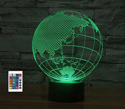 SUPERRUIDALONG 3D Asien Karte Fernbedienung 16 Farben Nachtlichter Illusion Acryl LED Tisch Nachttisch Lampe Kinder Schlafzimmer Schreibtisch Dekor Geburtstag Geschenke Spielzeug für Kinder