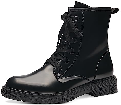 MARCO TOZZI Stivaletti Donna con Lacci in Pelle Sintetica Bassi, Black Brush, 38 EU