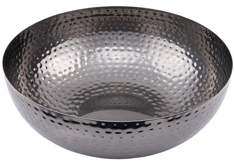 Creative Co-Op Round Hammered Metal Bowl, Oxidized Silver