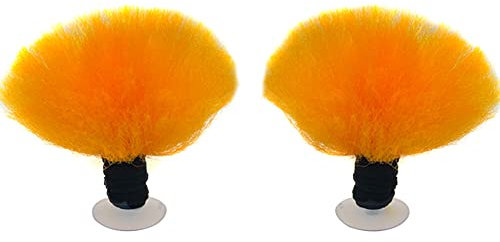 2 Stück Abnehmbarer Motorradhelm Dekoration, MoreChioce Retro Motorrad Helm Zöpfe Dekoration PVC Motorrad Helm Dekorieren Zöpfe Motorradhelm-Zopf-Haar Haarschmuck mit Abnehmbarem Saugnapf,Orange