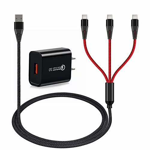 USB C Charger for DJI Osmo Mobile 7P 6 OM 6 5 4 SE/RS 2 3 Mini Stabilizers and Pocket 3 2 Action Cameras, 3-in-1 Type-C Charging Cable with 18W Fast-Charge Adapter Accessories, 4ft