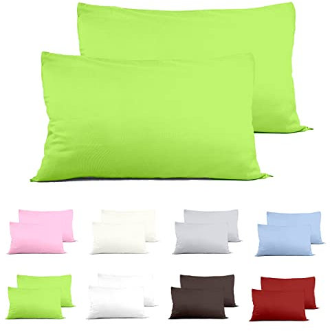 HOMEYA - Funda Almohada con Cremallera 135cm - Funda para Almohada poliéster 45x135cm Pack de 2 Unidades - Verde Lima