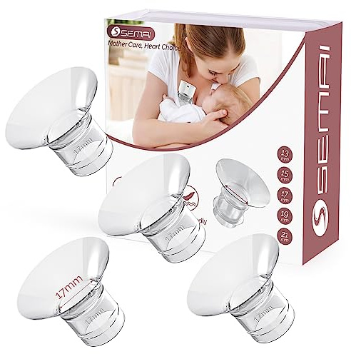 semai Flange Inserts 17mm Breast Pump Parts Compatible with Medela/Momcozy S12 Pro/S9 Pro/S12/S9/Spectra/Elvie 24mm Breast Pump Shields/Flanges, Reduce 24mm Nipple Tunnel Down to Correct Size, 4PCS