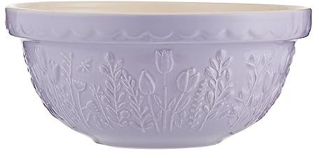 Mason Cash in The Meadow Mixing Bowl 24cm | 2 Litre Earthenware Bowl with Embossed Floral Design – Ideal for Dough, Pastry, Cake & Cookie Mixes | Dishwasher & Freezer Safe